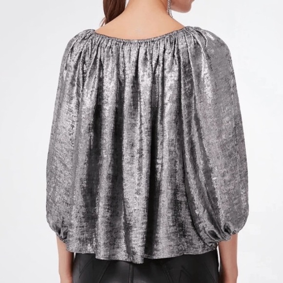 THE GREAT.‎ Silver Metallic Palmette Top Blouse Size Small (The Great Size 1) - Picture 5 of 12